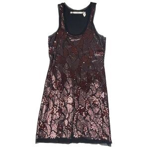 Chelsea & Violet Womens Dress Small Sequin Brown Mesh Fairy Grunge Glam Romantic